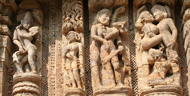 Sensual figures at Konark Temple