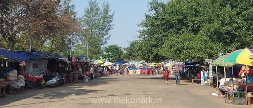 View of local market in front of Konark Temple