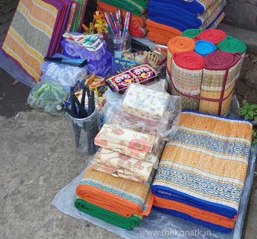 Vendor selling wooden handicraft items
