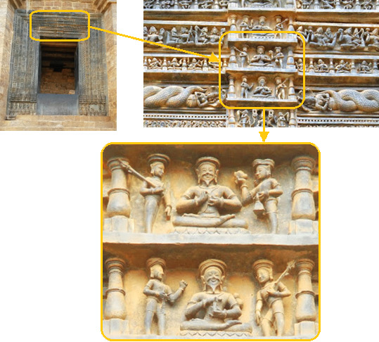 Chinese sculptures on Konark Temple Jagamohana entrance door jamb